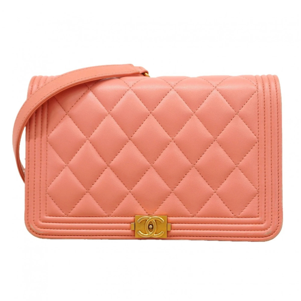 CHANEL Pink Lambskin Leather Wallet